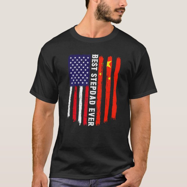 T-shirt Drapeau américain et drapeau chinois Meilleur Step (Devant)
