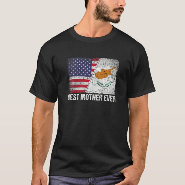 T-shirt Drapeau américain et drapeau chypriote Meilleure m (Devant)