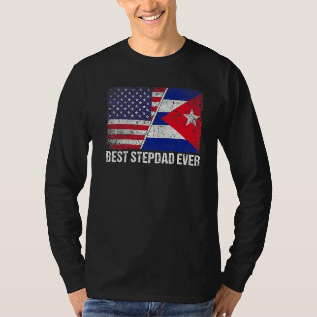 T-shirt Drapeau américain et drapeau cubain Meilleure fami (Devant)