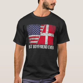 T-shirt Drapeau américain et drapeau danois Meilleur ami j
