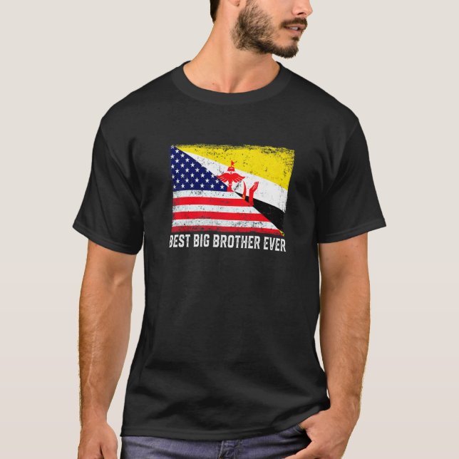 T-shirt Drapeau américain et drapeau de Brunei Meilleur Gr (Devant)
