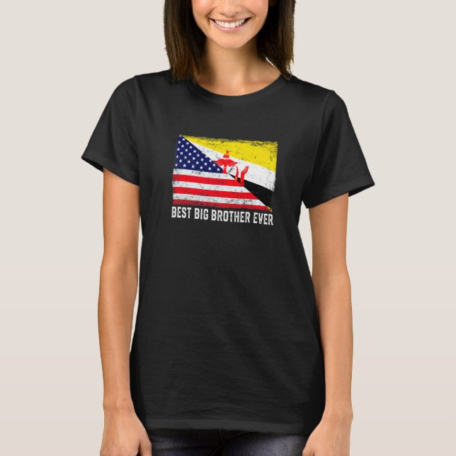T-shirt Drapeau américain et drapeau de Brunei Meilleur Gr (Devant)