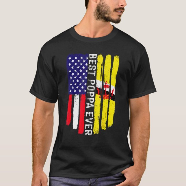 T-shirt Drapeau américain et drapeau de Brunei meilleure f (Devant)