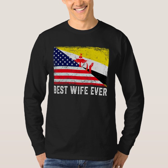 T-shirt Drapeau américain et drapeau de Brunei Meilleure f (Devant)