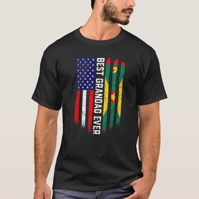 T-shirt Drapeau américain et drapeau de la Grenade Meilleu (Devant)