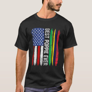 T-shirt Drapeau américain et drapeau de l'île Maurice Meil