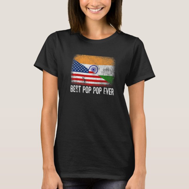 T-shirt Drapeau américain et drapeau de l'Inde meilleur po (Devant)
