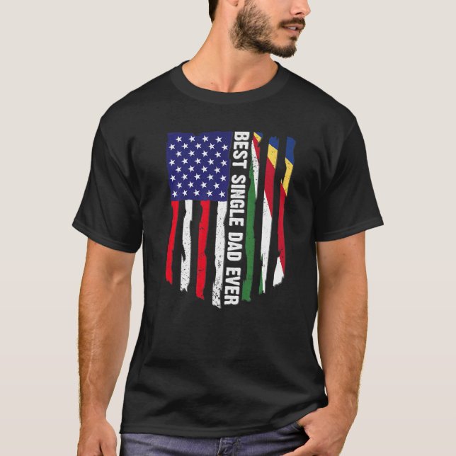 T-shirt Drapeau américain et drapeau des Seychelles Meille (Devant)