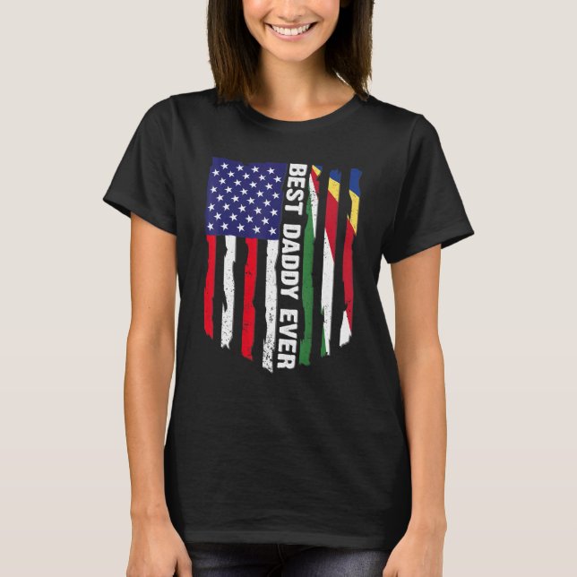 T-shirt Drapeau américain et drapeau des Seychelles Meille (Devant)