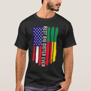T-shirt Drapeau Américain Et Drapeau Du Bénin Meilleur Feu