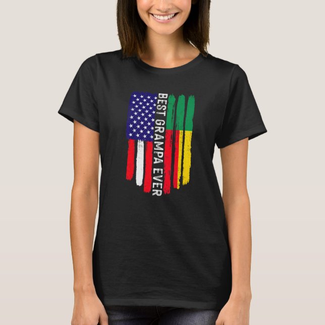 T-shirt Drapeau américain et drapeau du Bénin Meilleure fa (Devant)
