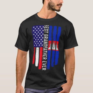 T-shirt Drapeau américain et drapeau du Cambodge Meilleur 