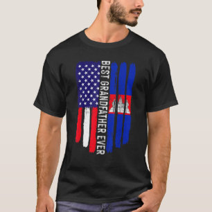 T-shirt Drapeau américain et drapeau du Cambodge Meilleur 