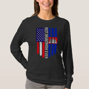 T-shirt Drapeau américain et drapeau du Cambodge Meilleur