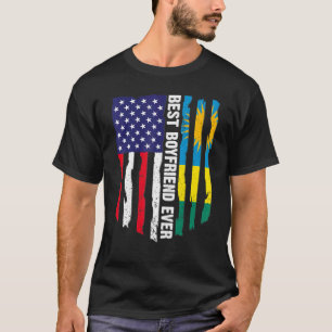 T-shirt Drapeau américain et drapeau du Rwanda meilleur am