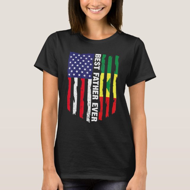 T-shirt Drapeau américain et drapeau du Sénégal Meilleur P (Devant)