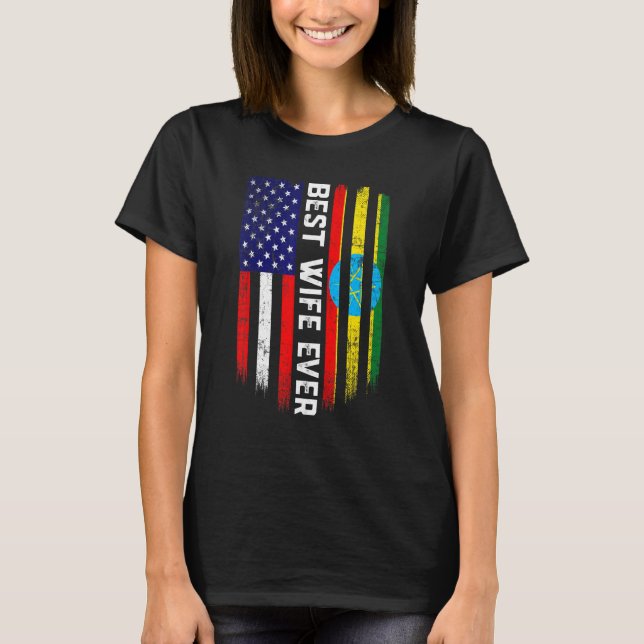 T-shirt Drapeau américain et drapeau éthiopien Meilleure f (Devant)