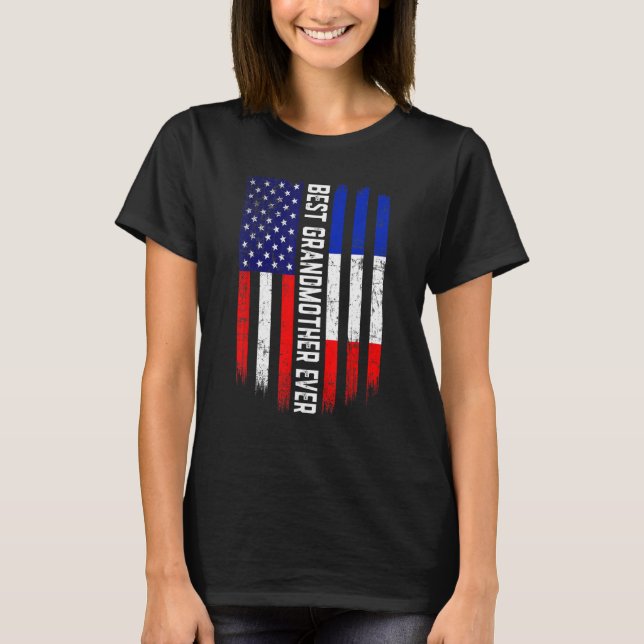 T-shirt Drapeau américain et drapeau français Meilleure gr (Devant)