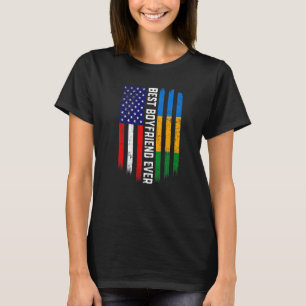 T-shirt Drapeau américain et drapeau Gabon Meilleur ami Ja