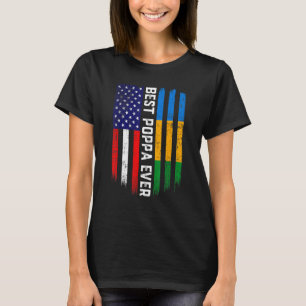 T-shirt Drapeau américain et drapeau Gabon Meilleure famil