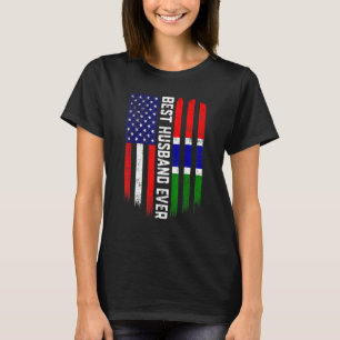 T-shirt Drapeau américain et drapeau gambien Meilleur Mari