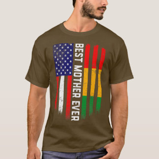 T-shirt Drapeau américain et drapeau guinéen Meilleure mèr