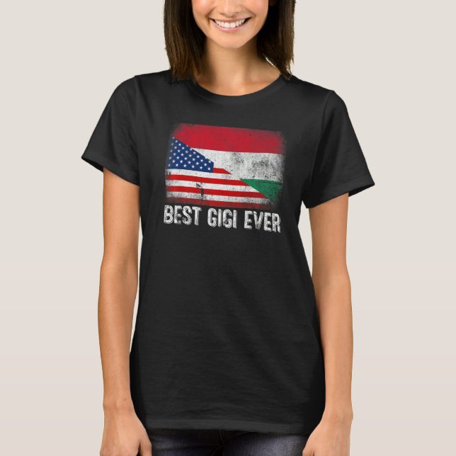 T-shirt Drapeau américain et drapeau hongrois Meilleure fa (Devant)