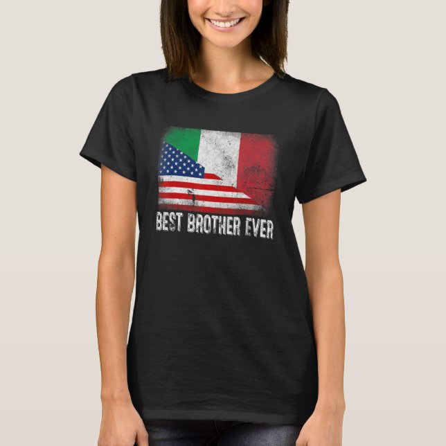T-shirt Drapeau américain et drapeau italien Meilleur Frèr (Devant)