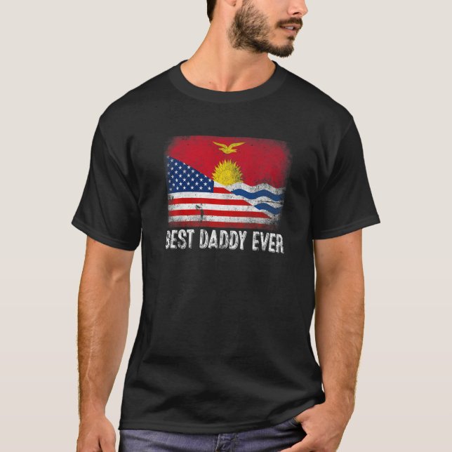 T-shirt Drapeau américain et drapeau Kiribati Meilleur pap (Devant)