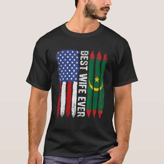 T-shirt Drapeau américain et drapeau mauritanien Meilleur  (Devant)