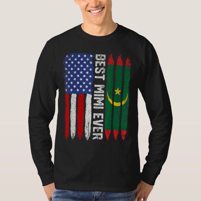 T-shirt Drapeau américain et drapeau mauritanien Meilleur  (Devant)