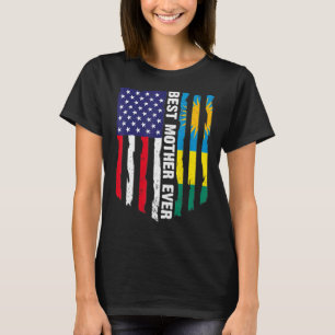 T-shirt Drapeau américain et drapeau rwandais Meilleure mè