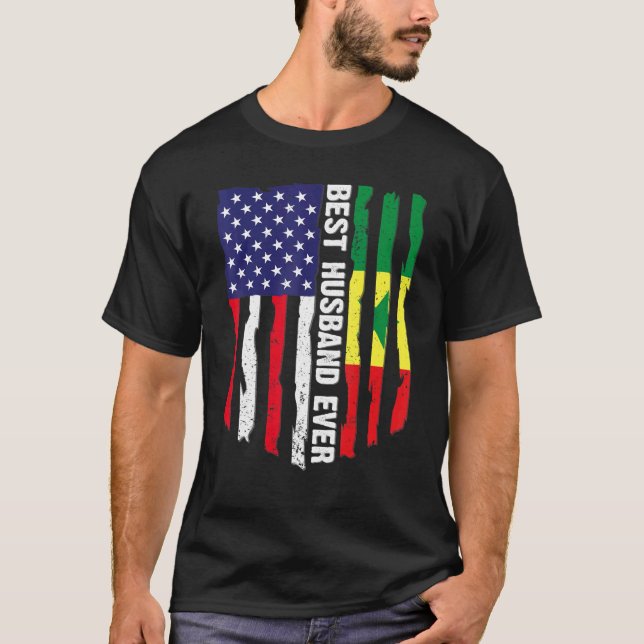 T-shirt Drapeau américain et drapeau sénégalais Meilleur M (Devant)