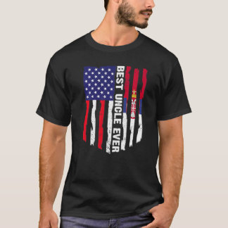 T-shirt Drapeau américain et drapeau serbe Meilleure famil