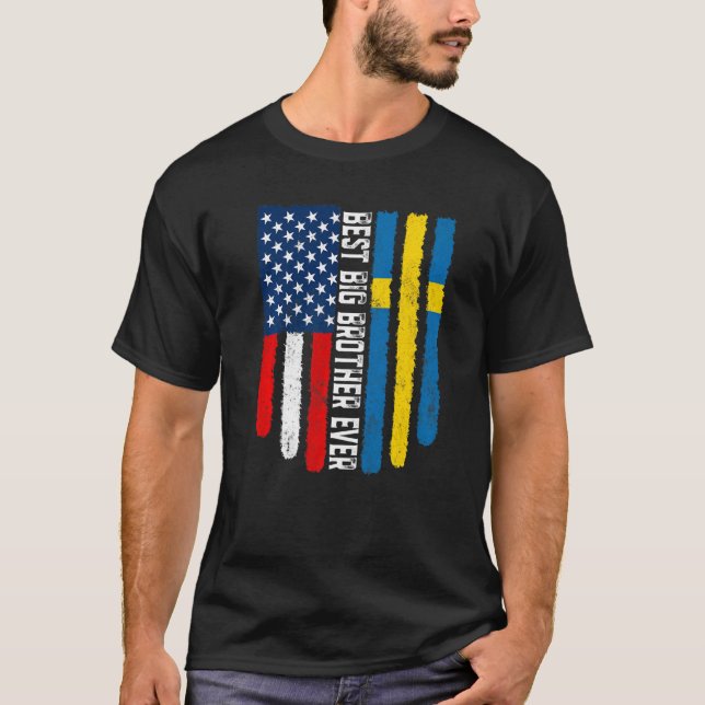 T-shirt Drapeau américain et drapeau suédois Meilleur Gran (Devant)