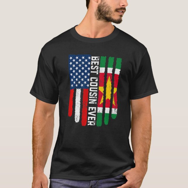 T-shirt Drapeau américain et drapeau surinamais Meilleur D (Devant)