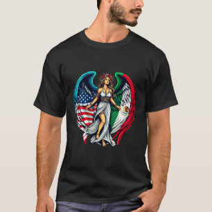 T-shirt Drapeau américain et mexicain Ange Femme Art patri