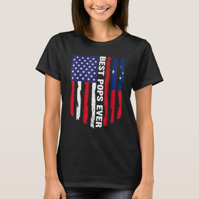 T-shirt Drapeau américain et Samoa Drapeau meilleur pops j (Devant)