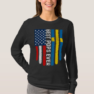 T-shirt Drapeau américain et Suède Drapeau meilleur pops j
