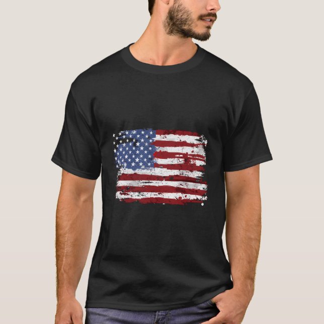 T-shirt Drapeau Américain États-Unis D'Amérique US 4E (Devant)