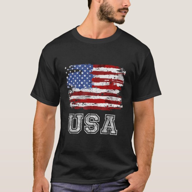 T-shirt Drapeau Américain États-Unis D'Amérique US 4E (Devant)