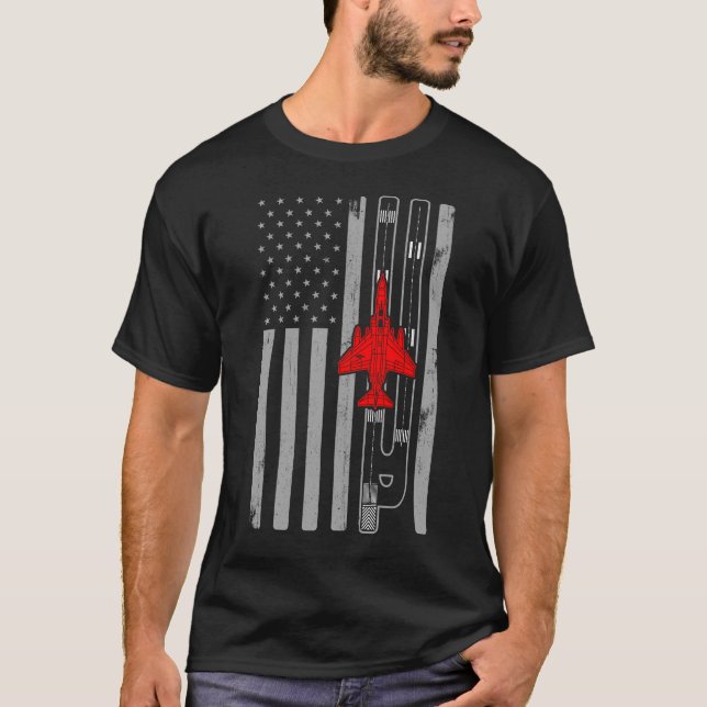 T-shirt Drapeau américain F-4 Fantom Fighter Jet F4 (Devant)