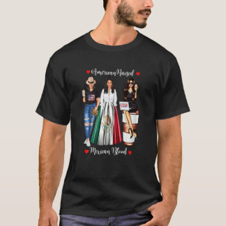 T-shirt Drapeau américain féminin de sang mexicain élevé a