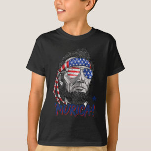 T-shirt Drapeau américain féminin Lincoln 4 juillet Murica