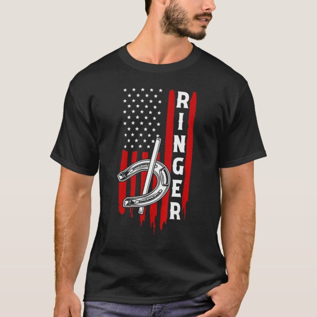 T-shirt Drapeau américain fer à cheval Ringer (Devant)