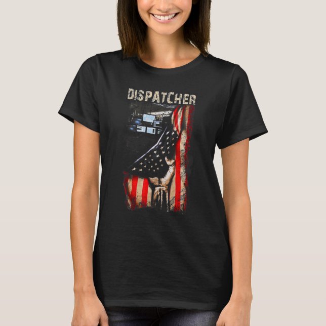T-shirt Drapeau américain fier dispatcher (Devant)