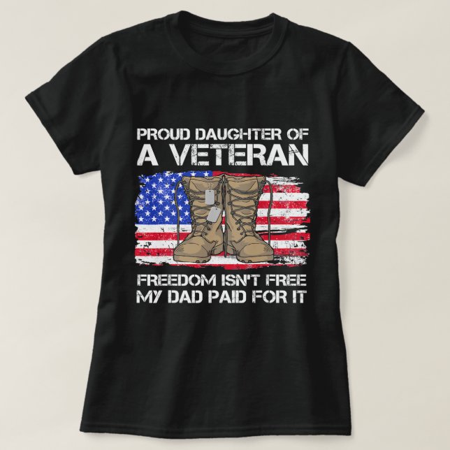 T-shirt Drapeau Américain Fier Fille D'Un Vétéran Militair (Design devant)