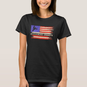 T-shirt Drapeau Américain Fier Motocross Dirt Bike Grandpa