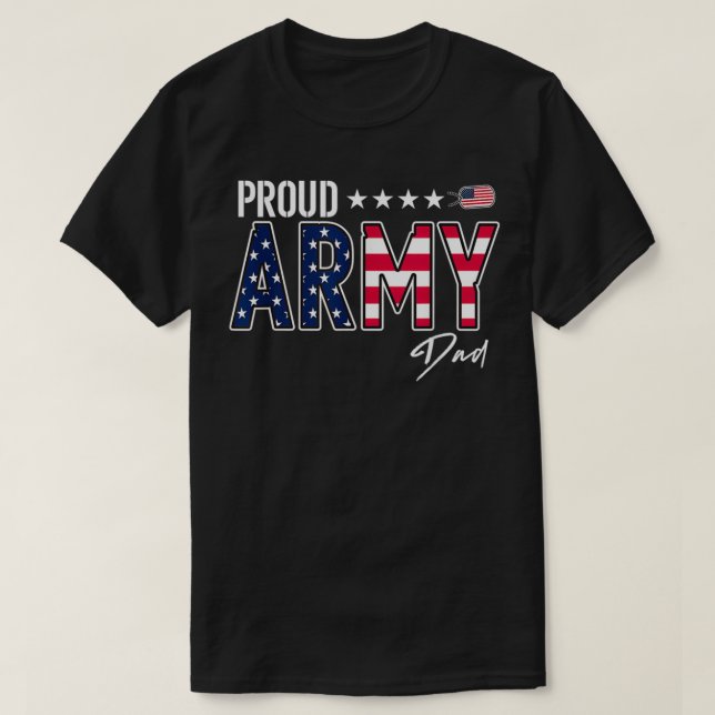 T-shirt Drapeau américain Fier papa de l'armée (Design devant)