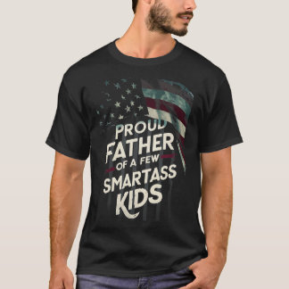 T-shirt Drapeau Américain Fier Père De Quelques Enfants Sm